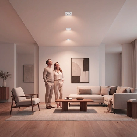 Oprawa HALOGENOWA Podtynkowa Stała Kwadrat  PAVO Biała Blacha MR16 GU10