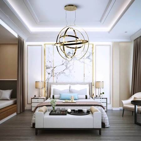 Lampa wisząca COPERNICUS 260W LED Trójwymiarowa Kula Złota ML6148 Milagro Aluminium + Akryl