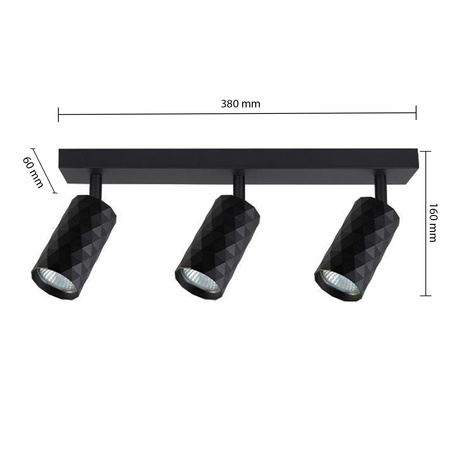 Lampa Sufitowa Spot Tuba Reflektor Oprawa Halogenowa 3x GU10 Ruchomy Czarny Glamour Masterled
