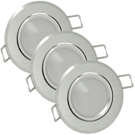 3x Oprawa sufitowa podtynkowa SUN OLAL srebrny szczotkowany alu GOLDLUX (Polux) + LED GU10 3,5W