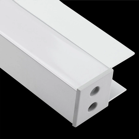 Profil Meblowy Aluminiowy Anodowany do taśm LED KM48 Srebrny Regałowy Nawierzchniowy 2m + Przesłona mleczna + Zaślepki