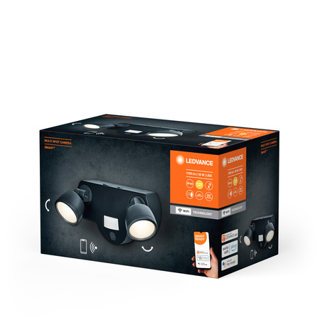 Lampa Ogrodowa Kinkiet Elewacyjny LED 16W 3000K Ciepła IP44 SMART+ z Kamerą WiFi z Czujnikiem Ruchu i Zmierzchu Ściemnialna Multispot LEDVANCE