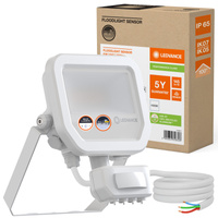 Naświetlacz LED Reflektor Zewnętrzny Lampa 10W 1200lm 4000K IP65 Biały Z Czujnikiem Ruchu i Zmierzchu Floodlight Ledvance