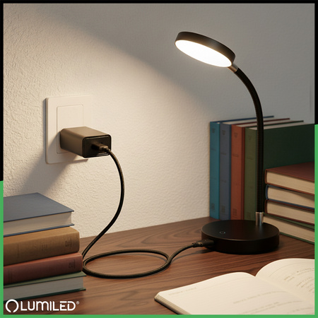 Ładowarka Zasilacz 1x USB 5V/3A DC Adapter Lampek Biurkowych Czarny Lumiled