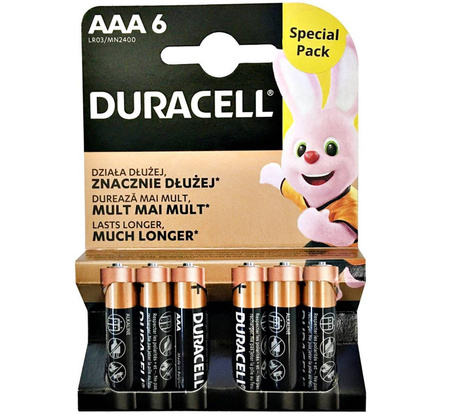 Baterie Alkaliczne Duracell Basic AAA LR03 MN2400 1.5V Blister 6szt