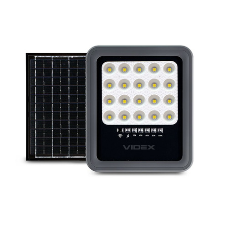 Naświetlacz Solarny Lampa LED z Pilotem 6W 500lm 5000K Neutralna 90° 3.7V IP65 IK07 Natynkowy Szary VIDEX