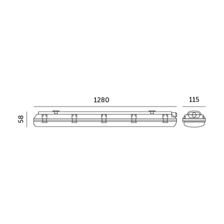 Zestaw Lampa Oprawa Hermetyczna Przemysłowa 2x120cm + Świetlówka LED T8 18W 6500K Zimna IP65 Kobi