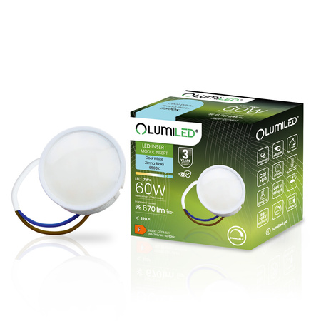 10x Wkład do Opraw LED Moduł INSERT Mleczny 7W = 60W 120° 670lm 6500K Zimny Ściemnialny LUMILED