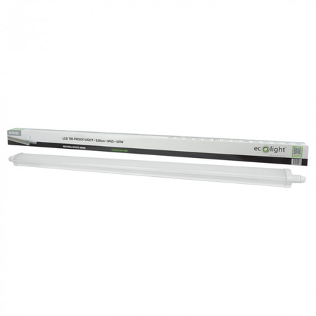 Oprawa Hermetyczna LED 120cm Lampa Liniowa Przelotowa 60W 6600lm 4000K Neutralna Biała IP65 Ecolight