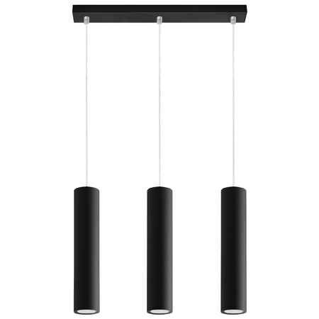 Lampa Sufitowa Wisząca Zwis 3x GU10 Tubularna Czarna Nowoczesna Lagos Sollux