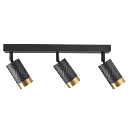 Oprawa Ścienno-Sufitowa Reflektor Punktowy 3x GU10 Czarna Złota ARRAS Sanico Goldlux