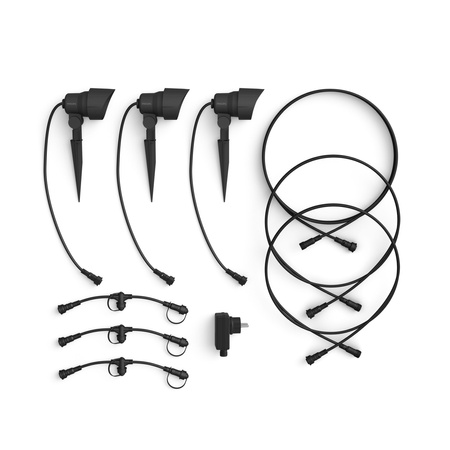 Zestaw 3x Lampa Ogrodowa Reflektor LED 6W 600lm 2700K IP44 Antracyt + Zasilacz Low Voltage 12V Philips