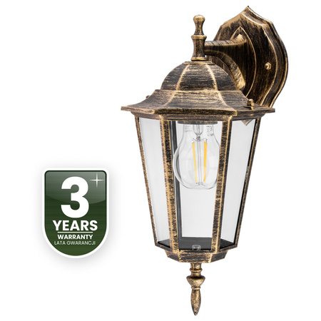 Kinkiet Ogrodowy Elewacyjny Zewnętrzny E27 LATARNIA do DOŁU Patyna BELLIS LUMILED