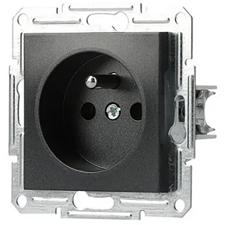 Gniazdo Pojedyncze 2P+PE bez Ramki Podtynkowe Asfora IP20 Antracyt 