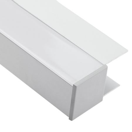 Profil Meblowy Aluminiowy Anodowany do taśm LED KM48 Srebrny Regałowy Nawierzchniowy 1m + Przesłona mleczna + Zaślepki