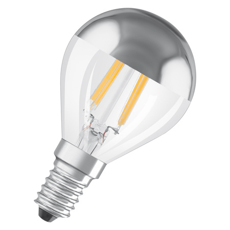 Żarówka LED P45 Kulka E14 4W = 31W 350lm 2700K Ciepła 300° Srebrna Retrofit Filament CLASSIC Osram