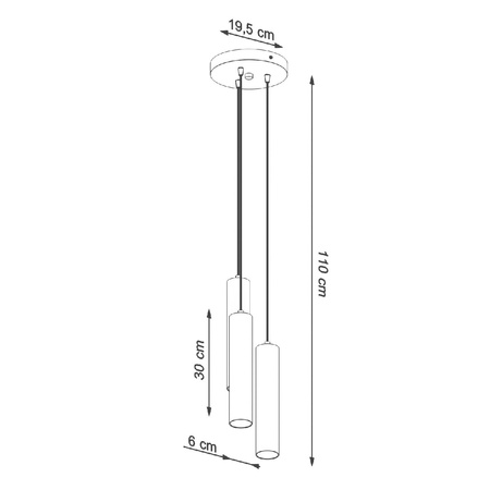 Lampa Sufitowa Oprawa Natynkowa SPOT TUBA 3x GU10 Wisząca Zwis Tubularna Czarna Nowoczesna Lagos Sollux