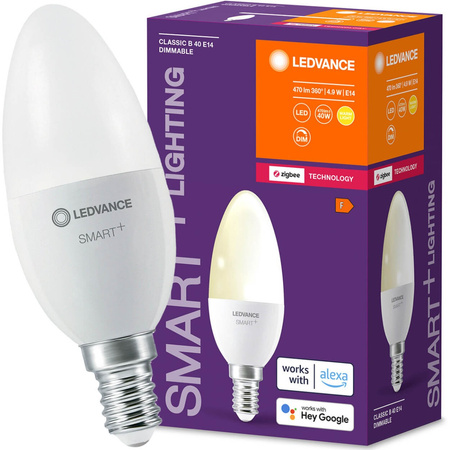 Żarówka LED E14 Tradycyjna 4.9W = 40W 470lm 2700K Ciepła Ściemnialna SMART+ ZigBee Classic Ledvance