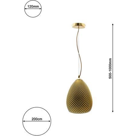 Lampa wisząca złota w stylu glamour MiLAGRO 1xE27 FIJI