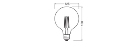 Żarówka LED G125 E27 5.9W = 60W 806lm 2700K Ciepła 300° Filament Performance Class Ledvance