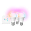 3x Żarówka LED E27 A60 8W = 60W 806lm 2200-6500K CCT + RGB SMART Inteligentna Bluetooth ZigBee White and Color Ambiance + Mostek Bridge Zestaw Startowy Philips HUE