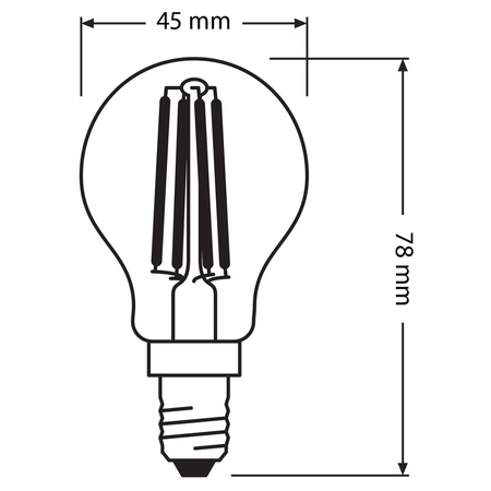 Żarówka LED P45 Kulka E14 4W = 40W 470lm 2700K Ciepła 300° Retrofit Filament CLASSIC Osram