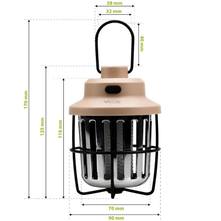 Lampa Owadobójcza Pułapka Elektryczna UV Lampion 2w1 2.5W na Muchy Komary Owady VAYOX