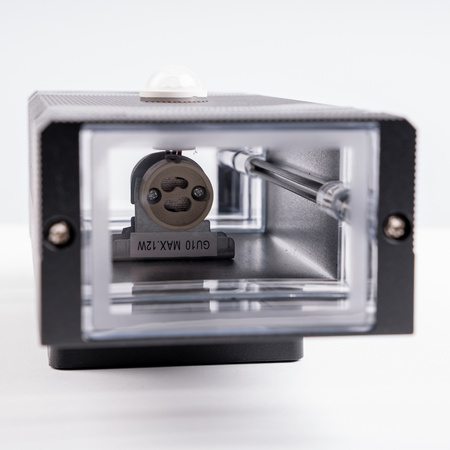 Lampa Ogrodowa Kinkiet Elewacyjny góra dół 2xGU10 Czarny Czujnik Ruchu IP54 PROTEA LUMILED