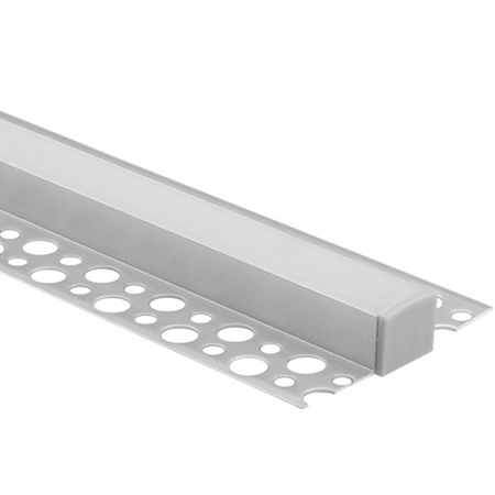 Profil Aluminiowy Natynkowy do LED do Płyt KARTON / GIPS 1m z Mlecznym Kloszem i Zaślepkami Ecolight