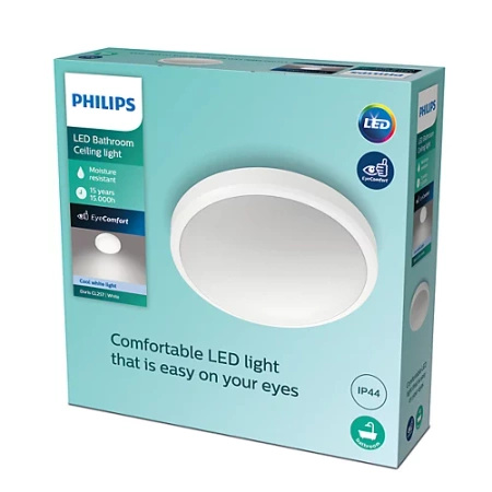 Lampa Sufitowa Plafon Łazienkowy LED 17W 1700lm 4000K IP44 Biała Doris Bathroom Philips