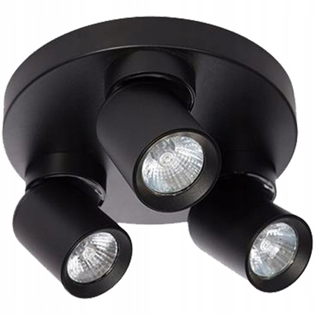 Lampa Sufitowa Ścienna TIMO Kinkiet Reflektor Oprawa Halogenowa Ruchoma 3xGU10 Czarny Okrągły LVT