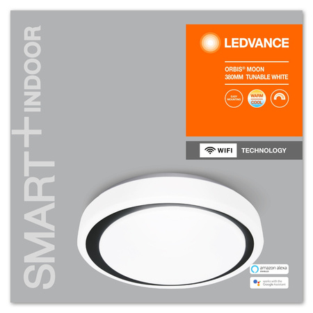 Plafon LED lampa sufitowa czarna ORBIS Moon 24W 2500lm ciepła-zimna 38cm SMART+ WiFi LEDVANCE