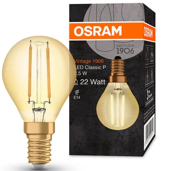 Żarówka LED E14 P45 2,5W = 22W 220lm 2400K Ciepła 360° OSRAM Vintage 1906