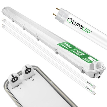 Oprawa Hermetyczna Pyłoszczelna 150cm 2xT8 G13 IP65 + Świetlówki LED 25W 6500K Lumiled