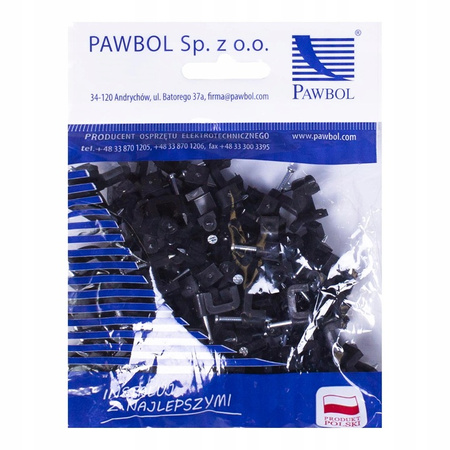 Uchwyt Kablowy Płaski FLOP KLIP YDYp2x2,5 8/6 Czarny 100szt PAWBOL