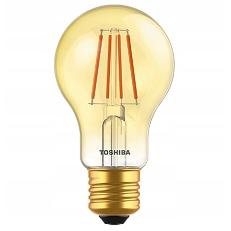 Żarówka LED E27 A60 4,5W = 25W 400lm 2200K Ciepła Filament Bursztynowa TOSHIBA