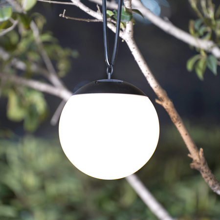 Lampa Ogrodowa LED Solarna Wisząca Kiara IP44 Kulka 20cm Biała