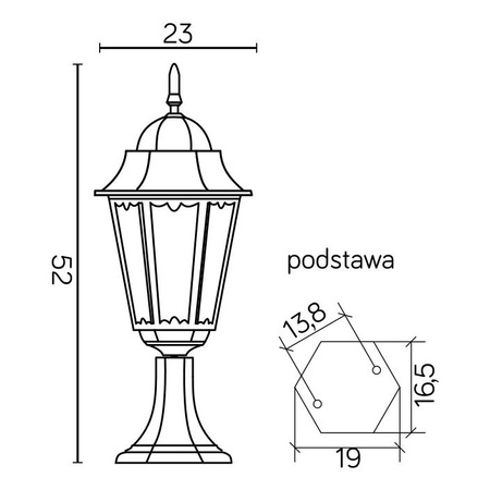 Lampa Ogrodowa Zewnętrzna Stojąca SŁUPEK Retro Classic II K 4011/1 H E27 52cm Su-Ma