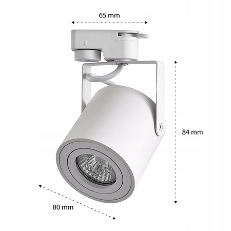 Reflektor Szynowy GU10 Biały Mat Lampa do Szynoprzewodów Jednofazowych