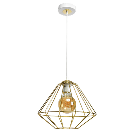 Lampa wisząca LUPO 1xE27 Geometryczny Kształt Loft Biała Złota MLP6266 Milagro Metal