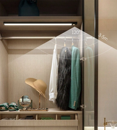 Lampka Podszafkowa LED Listwa Meblowa 3W 4500K 50cm z Czujnikiem Ruchu Czarna