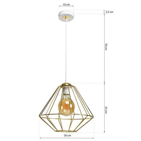 Lampa wisząca LUPO 1xE27 Geometryczny Kształt Loft Biała Złota MLP6266 Milagro Metal