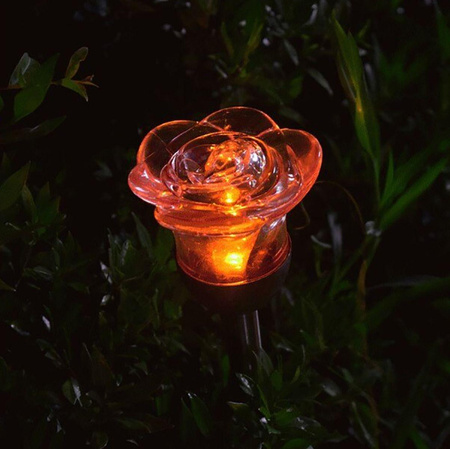 Lampa Ogrodowa LED Solarna RÓŻA Wbijana Zimna Biała + RGB IP44