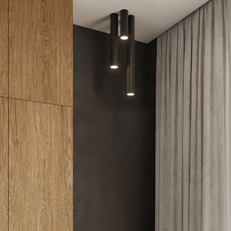 Lampa Sufitowa Oprawa Natynkowa SPOT TUBA GU10 Tubularna Czarna Nowoczesna Lagos Sollux