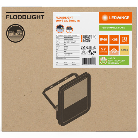 Naświetlacz LED Reflektor Zewnętrzny Lampa 69W 9150lm 3000K IP66 Czarny Floodlight Ledvance