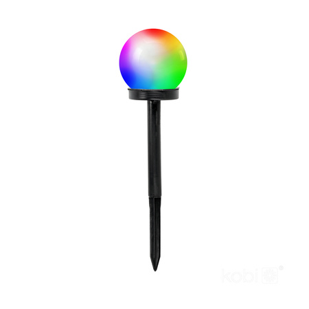 Lampa Ogrodowa Solarna Zewnętrzna LED 0.12W RGB Czarna IP44 Sphere Kobi