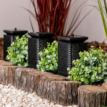 Lampion Ogrodowa LED Solarna Dekoracyjna Płomień Kwadrat 17cm