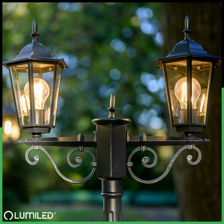 Lampa Ogrodowa Stojąca LED Słupek 2m 2x E27 Latarnia Zewnętrzna Dekoracyjna BELLIS LUMILED