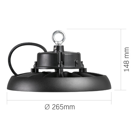Lampa Oprawa LED High-Bay 100W 16200lm 5000K Neutralny 90° IP65 IK07 mAh Wisząca Czarna VIDEX
