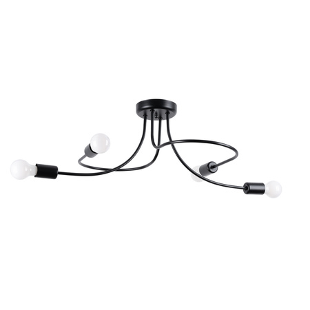 Lampa Sufitowa Oprawa Natynkowa Wisząca Zwis 4x E27 Żyrandol Nieregularna Czarna Industrialna Levar Sollux